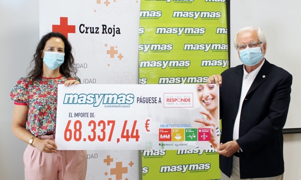 68.337,44 euros recaudados en la campaña de masymas (Hijos de Luis Rodríguez, S.A.) a favor del plan Cruz Roja Responde